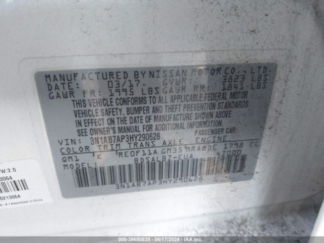 Photo 8 VIN: 3N1AB7AP3HY290628 - NISSAN SENTRA 