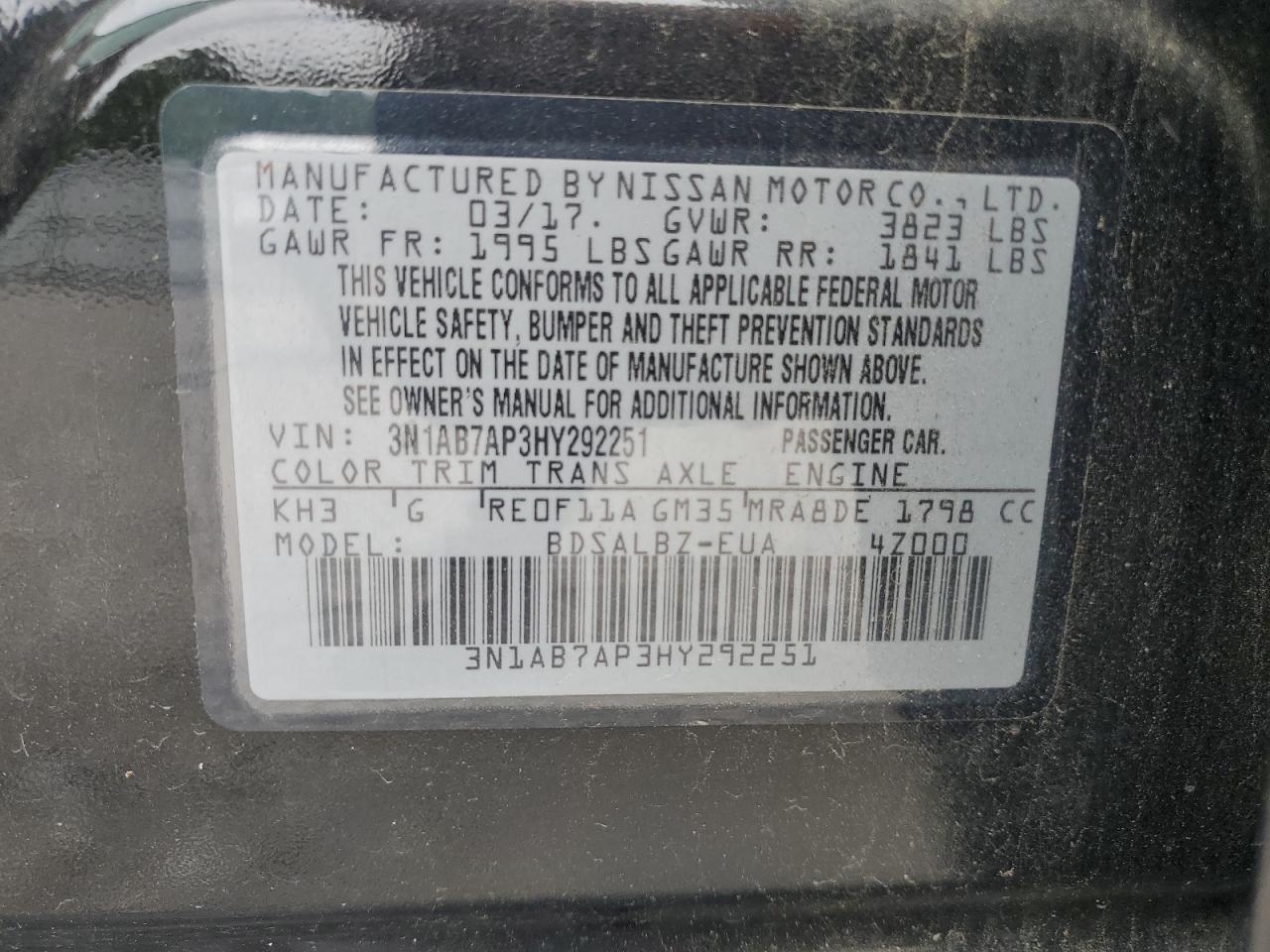 Photo 11 VIN: 3N1AB7AP3HY292251 - NISSAN SENTRA 