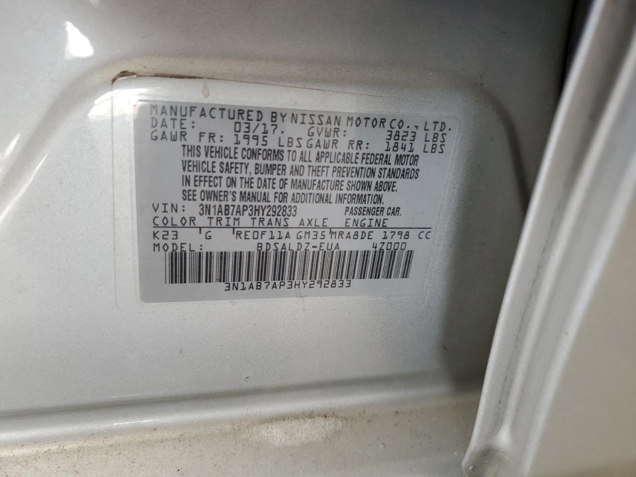 Photo 11 VIN: 3N1AB7AP3HY292833 - NISSAN SENTRA 