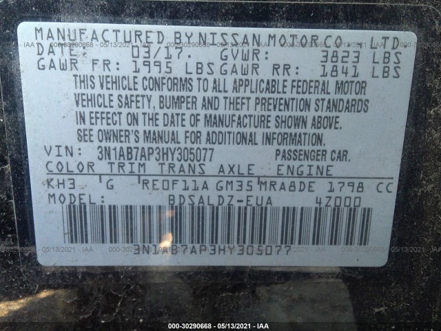 Photo 8 VIN: 3N1AB7AP3HY305077 - NISSAN SENTRA 