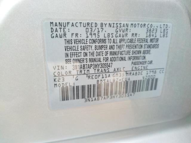 Photo 9 VIN: 3N1AB7AP3HY305547 - NISSAN SENTRA S 