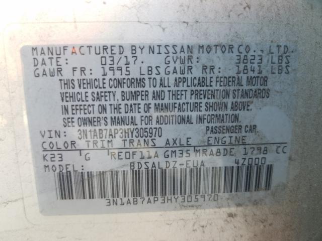 Photo 9 VIN: 3N1AB7AP3HY305970 - NISSAN SENTRA S 