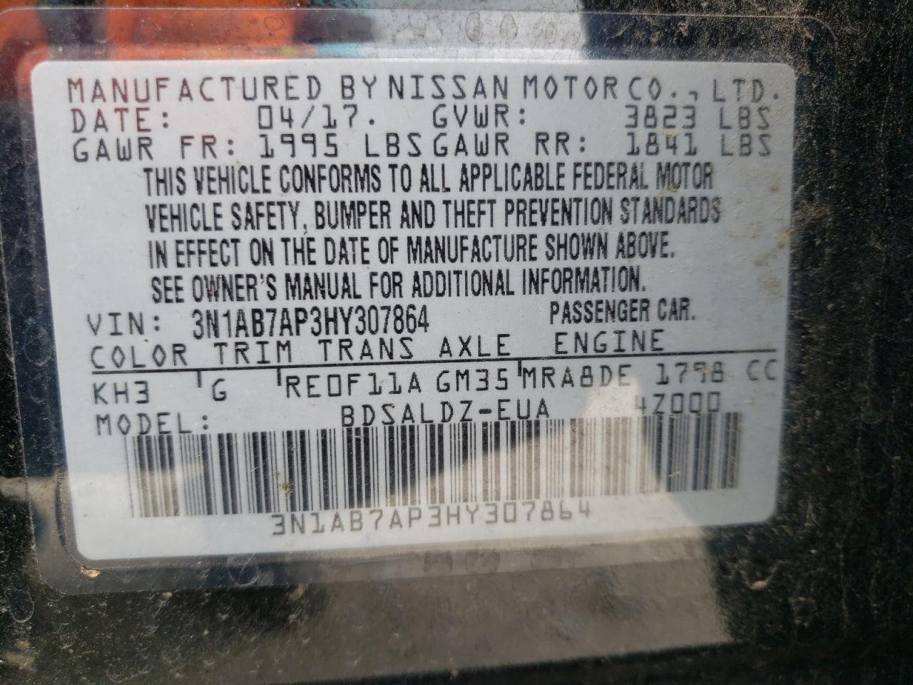 Photo 11 VIN: 3N1AB7AP3HY307864 - NISSAN SENTRA 