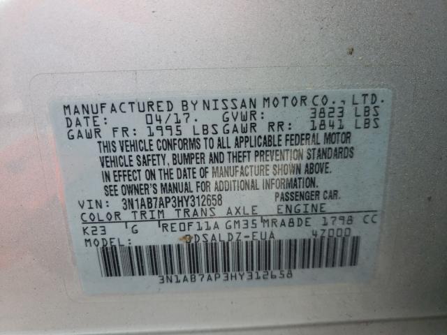 Photo 9 VIN: 3N1AB7AP3HY312658 - NISSAN SENTRA S 