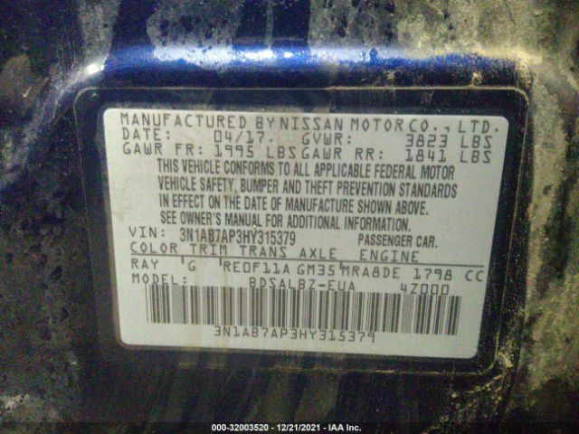 Photo 8 VIN: 3N1AB7AP3HY315379 - NISSAN SENTRA 