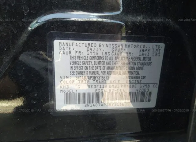 Photo 8 VIN: 3N1AB7AP3HY315673 - NISSAN SENTRA 