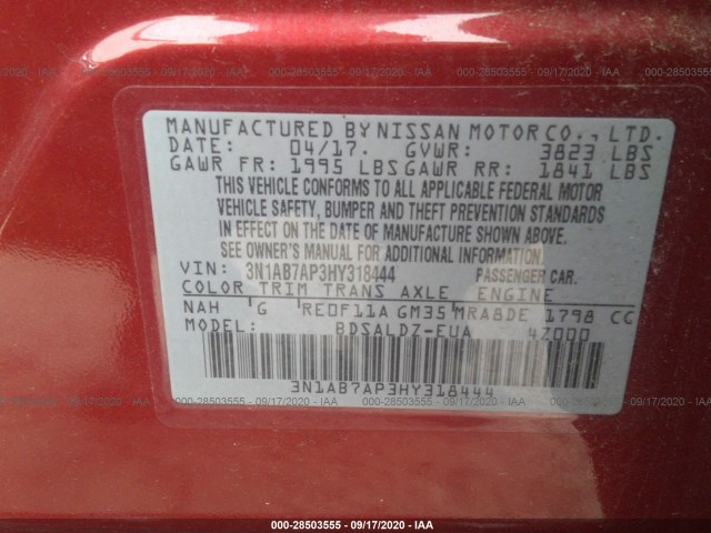 Photo 8 VIN: 3N1AB7AP3HY318444 - NISSAN SENTRA 