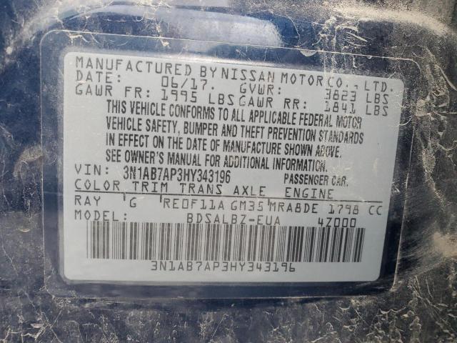 Photo 12 VIN: 3N1AB7AP3HY343196 - NISSAN SENTRA S 