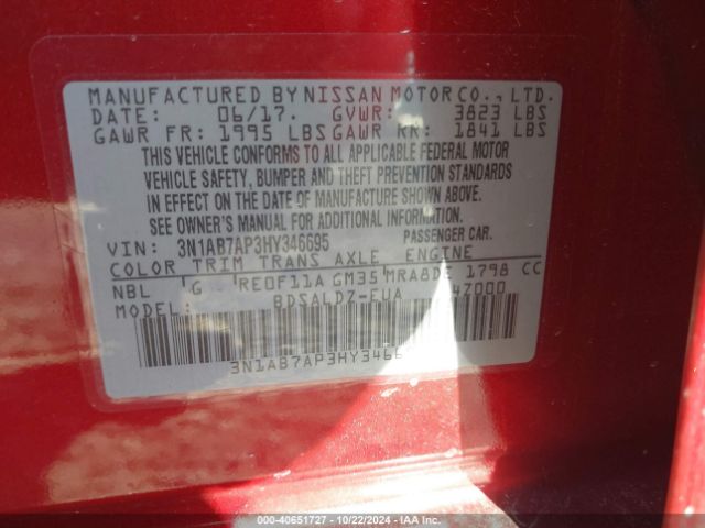 Photo 8 VIN: 3N1AB7AP3HY346695 - NISSAN SENTRA 