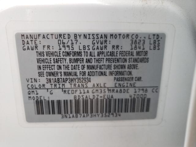 Photo 9 VIN: 3N1AB7AP3HY352934 - NISSAN SENTRA S 