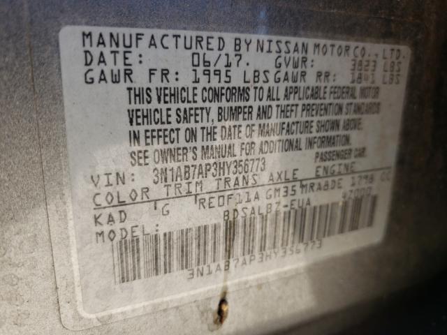 Photo 9 VIN: 3N1AB7AP3HY356773 - NISSAN SENTRA S 