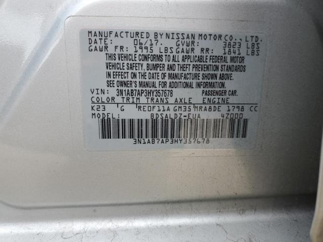 Photo 11 VIN: 3N1AB7AP3HY357678 - NISSAN SENTRA S 