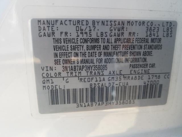 Photo 9 VIN: 3N1AB7AP3HY358085 - NISSAN SENTRA S 