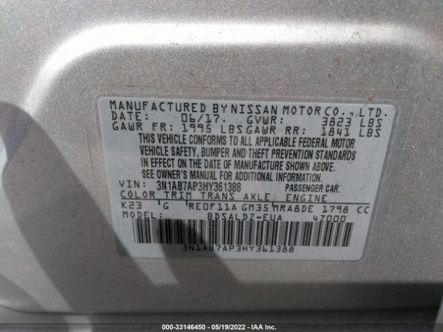 Photo 8 VIN: 3N1AB7AP3HY361388 - NISSAN SENTRA 