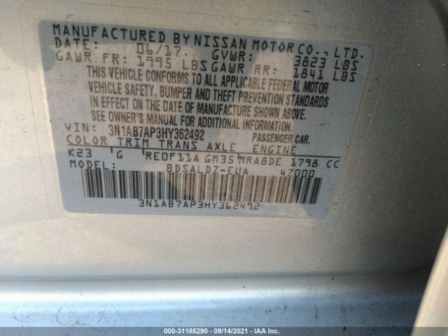 Photo 8 VIN: 3N1AB7AP3HY362492 - NISSAN SENTRA 