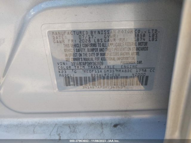 Photo 8 VIN: 3N1AB7AP3HY363609 - NISSAN SENTRA 