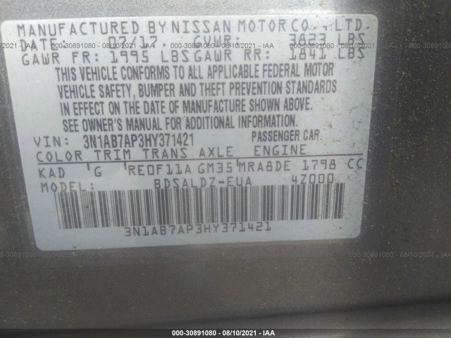 Photo 8 VIN: 3N1AB7AP3HY371421 - NISSAN SENTRA 