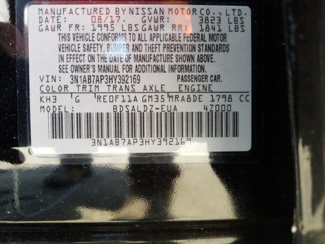 Photo 9 VIN: 3N1AB7AP3HY392169 - NISSAN SENTRA S 