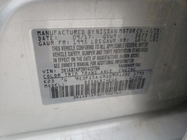 Photo 9 VIN: 3N1AB7AP3HY402764 - NISSAN SENTRA S 