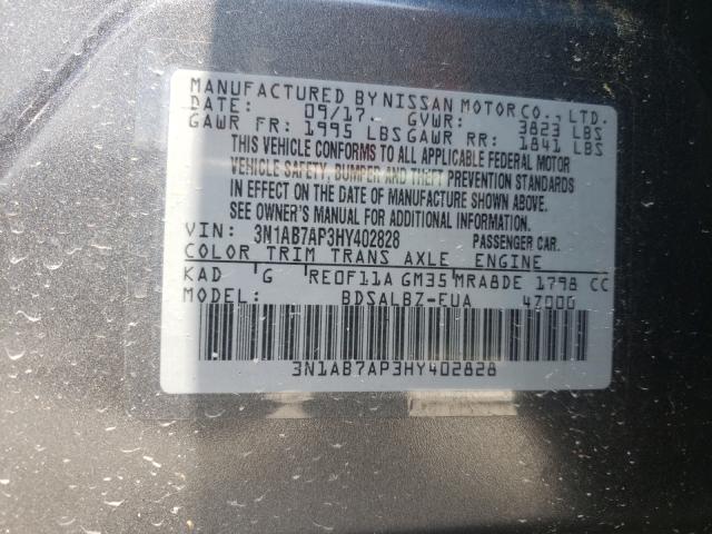 Photo 9 VIN: 3N1AB7AP3HY402828 - NISSAN SENTRA S 