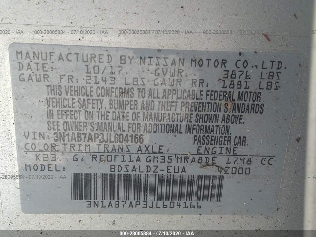 Photo 8 VIN: 3N1AB7AP3JL604166 - NISSAN SENTRA 