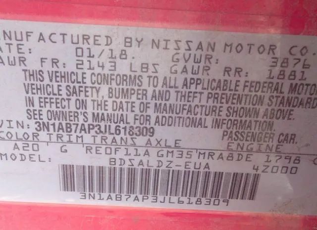 Photo 8 VIN: 3N1AB7AP3JL618309 - NISSAN SENTRA 