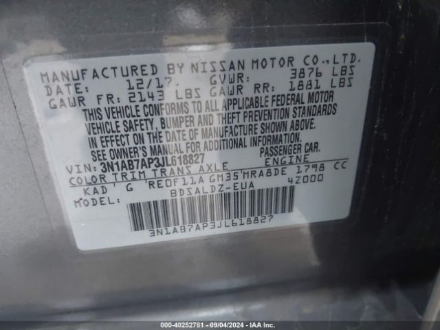 Photo 8 VIN: 3N1AB7AP3JL618827 - NISSAN SENTRA 