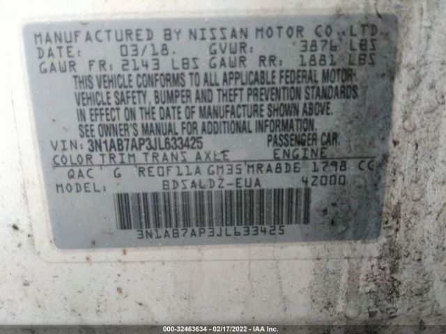 Photo 8 VIN: 3N1AB7AP3JL633425 - NISSAN SENTRA 