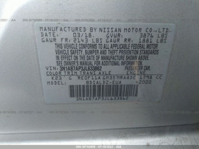 Photo 8 VIN: 3N1AB7AP3JL633862 - NISSAN SENTRA 