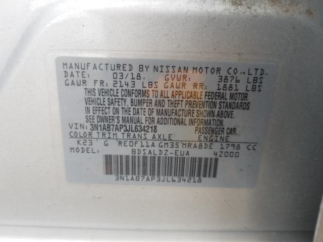 Photo 9 VIN: 3N1AB7AP3JL634218 - NISSAN SENTRA S 