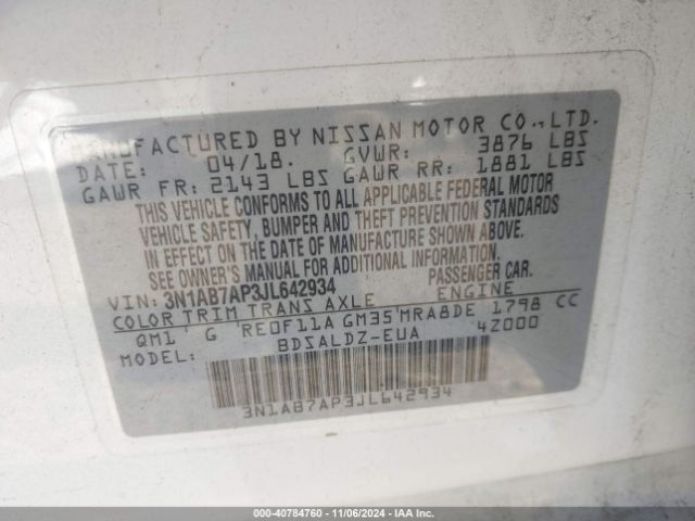 Photo 8 VIN: 3N1AB7AP3JL642934 - NISSAN SENTRA 