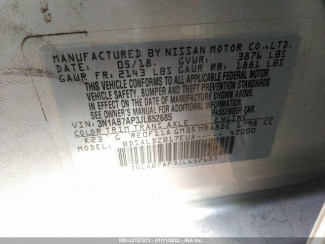 Photo 8 VIN: 3N1AB7AP3JL652685 - NISSAN SENTRA 