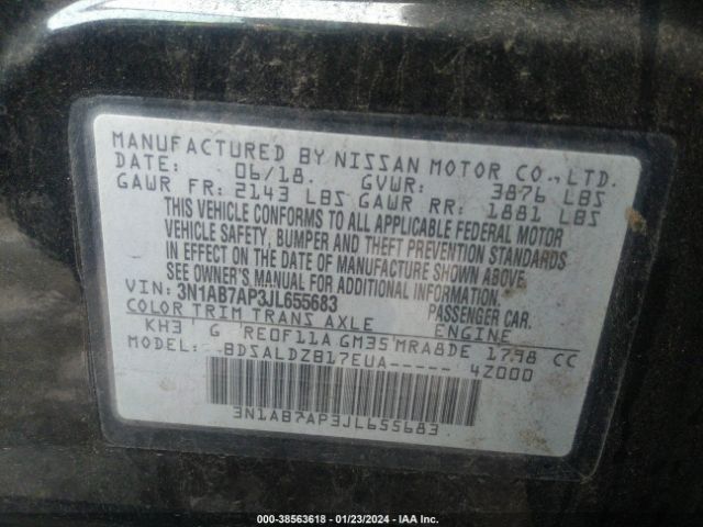 Photo 8 VIN: 3N1AB7AP3JL655683 - NISSAN SENTRA 