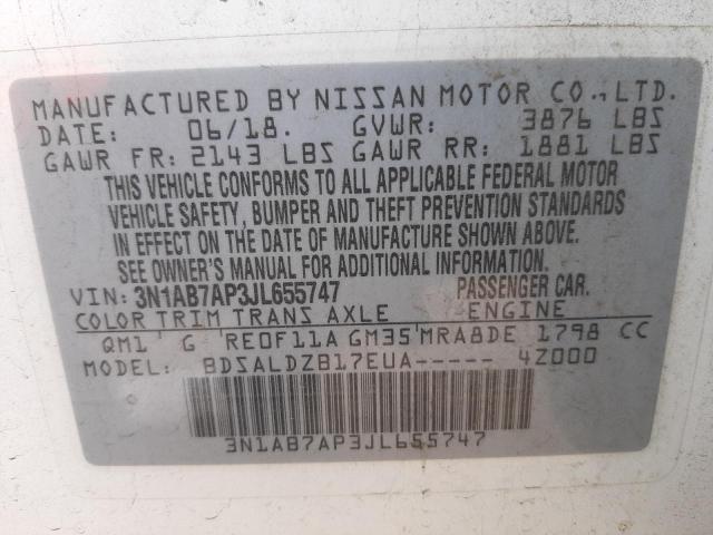 Photo 9 VIN: 3N1AB7AP3JL655747 - NISSAN SENTRA S 