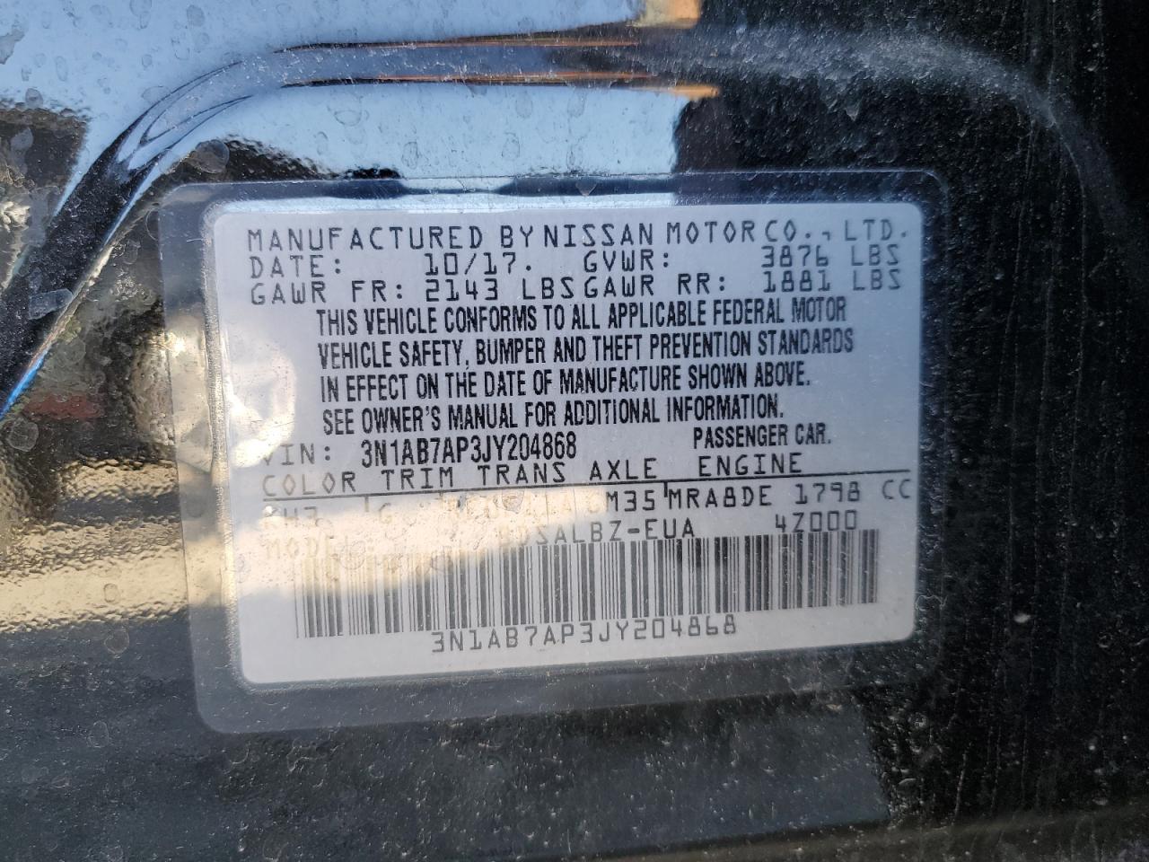 Photo 11 VIN: 3N1AB7AP3JY204868 - NISSAN SENTRA 