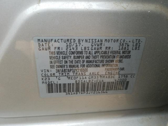 Photo 9 VIN: 3N1AB7AP3JY216566 - NISSAN SENTRA S 