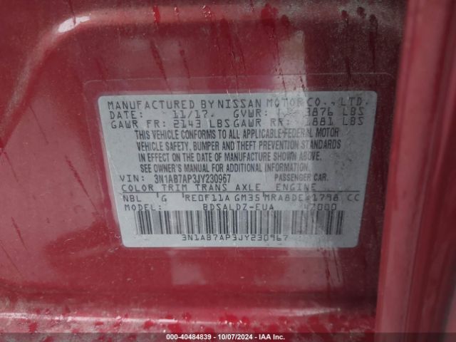 Photo 8 VIN: 3N1AB7AP3JY230967 - NISSAN SENTRA 