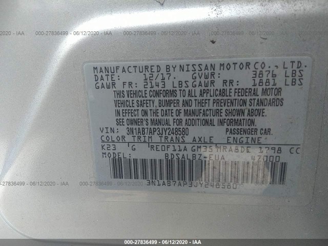 Photo 8 VIN: 3N1AB7AP3JY248580 - NISSAN SENTRA 