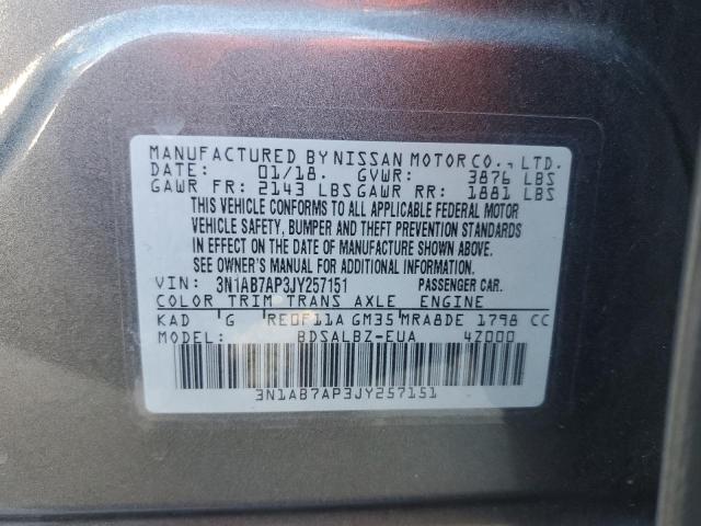 Photo 12 VIN: 3N1AB7AP3JY257151 - NISSAN SENTRA S 