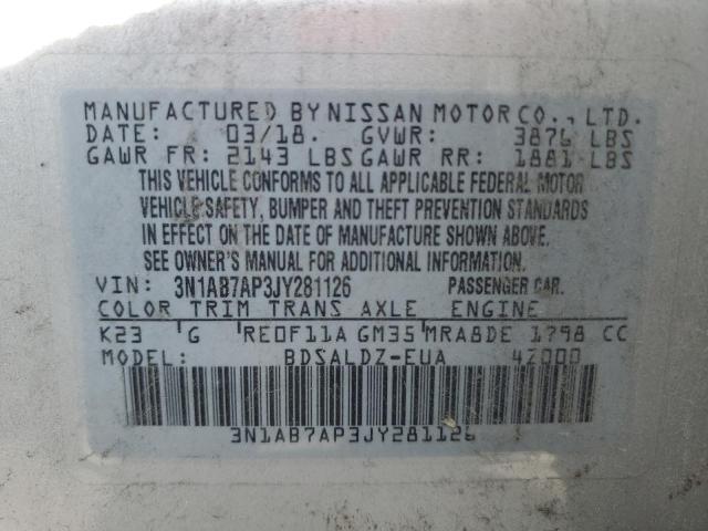 Photo 11 VIN: 3N1AB7AP3JY281126 - NISSAN SENTRA 