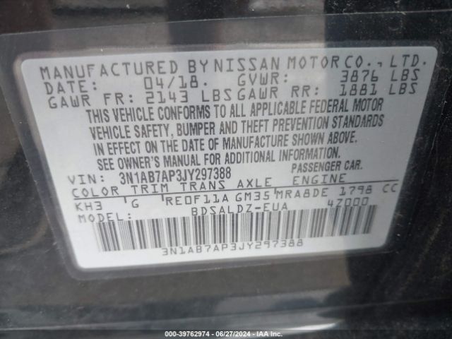 Photo 8 VIN: 3N1AB7AP3JY297388 - NISSAN SENTRA 