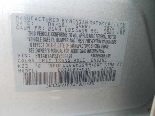 Photo 9 VIN: 3N1AB7AP3JY301424 - NISSAN SENTRA S 