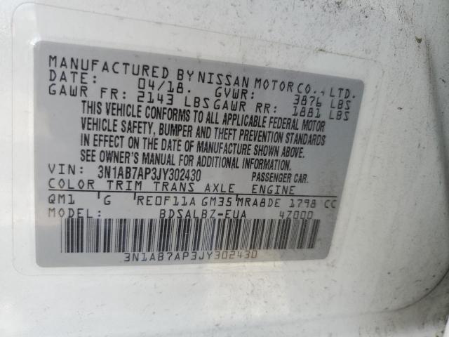 Photo 11 VIN: 3N1AB7AP3JY302430 - NISSAN SENTRA S 