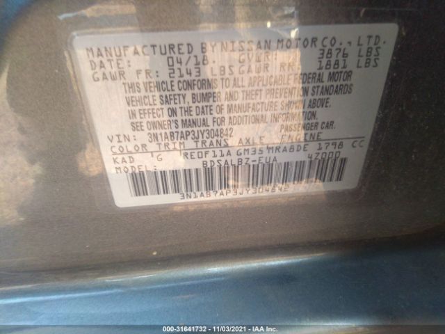 Photo 8 VIN: 3N1AB7AP3JY304842 - NISSAN SENTRA 