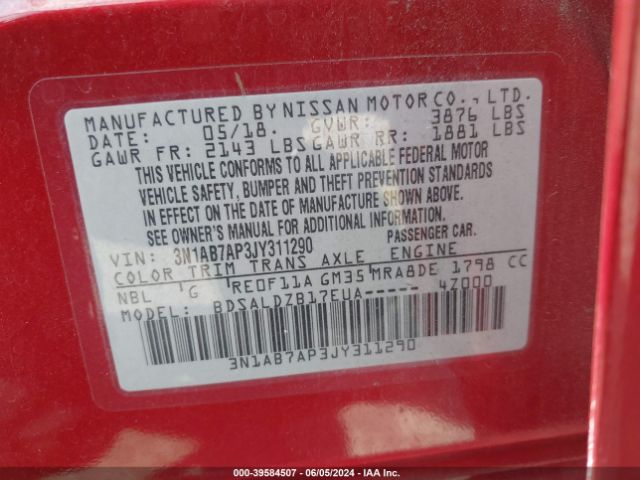 Photo 8 VIN: 3N1AB7AP3JY311290 - NISSAN SENTRA 