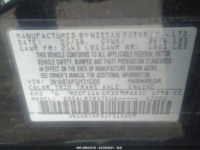 Photo 8 VIN: 3N1AB7AP3JY315209 - NISSAN SENTRA 