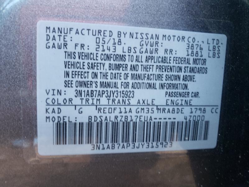 Photo 9 VIN: 3N1AB7AP3JY315923 - NISSAN SENTRA S 