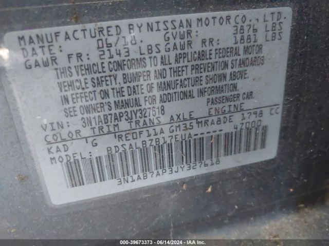 Photo 8 VIN: 3N1AB7AP3JY327618 - NISSAN SENTRA 