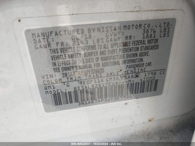 Photo 8 VIN: 3N1AB7AP3JY329935 - NISSAN SENTRA 