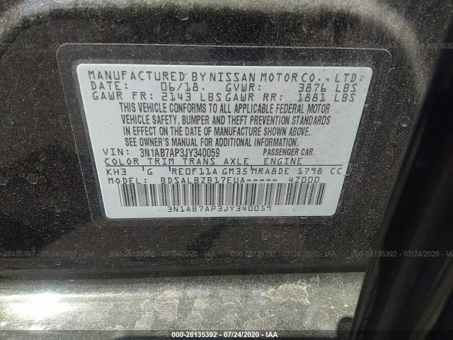 Photo 8 VIN: 3N1AB7AP3JY340059 - NISSAN SENTRA 